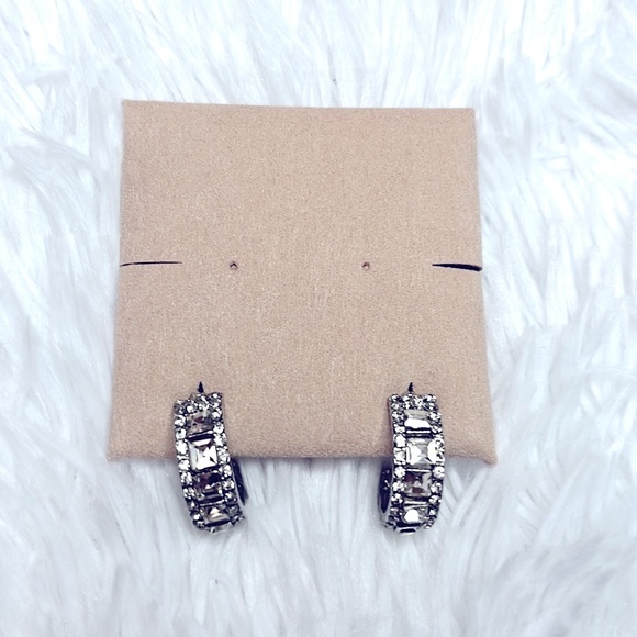 Nwot sterling silver lab created diamond  hoop earrings! Sparkle like none other - Picture 1 of 4